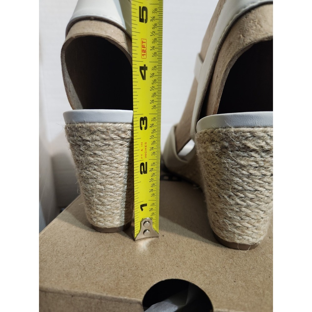Clarks Women's Margee Beth White Wedge Sandal Size 7 W Espadrille‎ Leather NEW - Picture 5 of 10